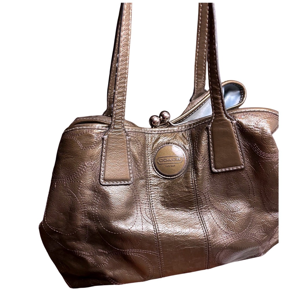 Coach Madison Maggie Metallic Bronze Leather Shoulder Bag Tote F15658